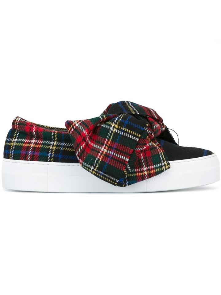 Joshua Sanders Tartan Bow Slip-on Sneakers