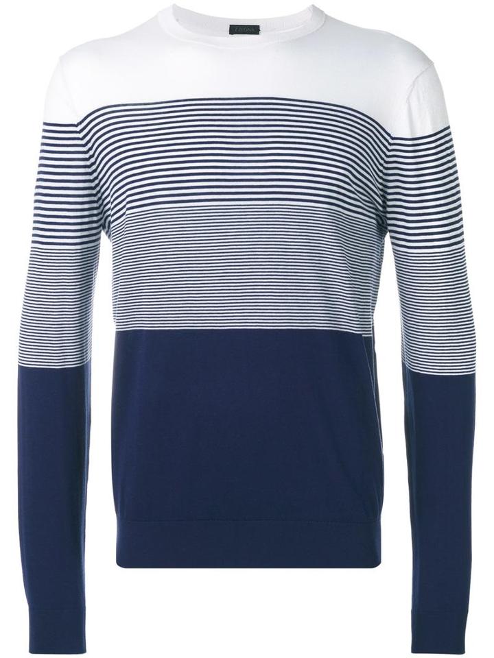 Z Zegna Striped Jumper, Men's, Size: Large, Blue, Silk/cotton