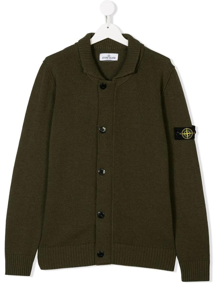 Stone Island Junior Teen Knitted Cardigan - Green