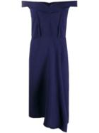 Alexander Mcqueen Off-the-shoulder Draped Dress - Blue