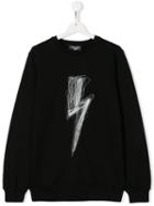 Neil Barrett Kids Teen Thunderbolt Print Sweatshirt - Black