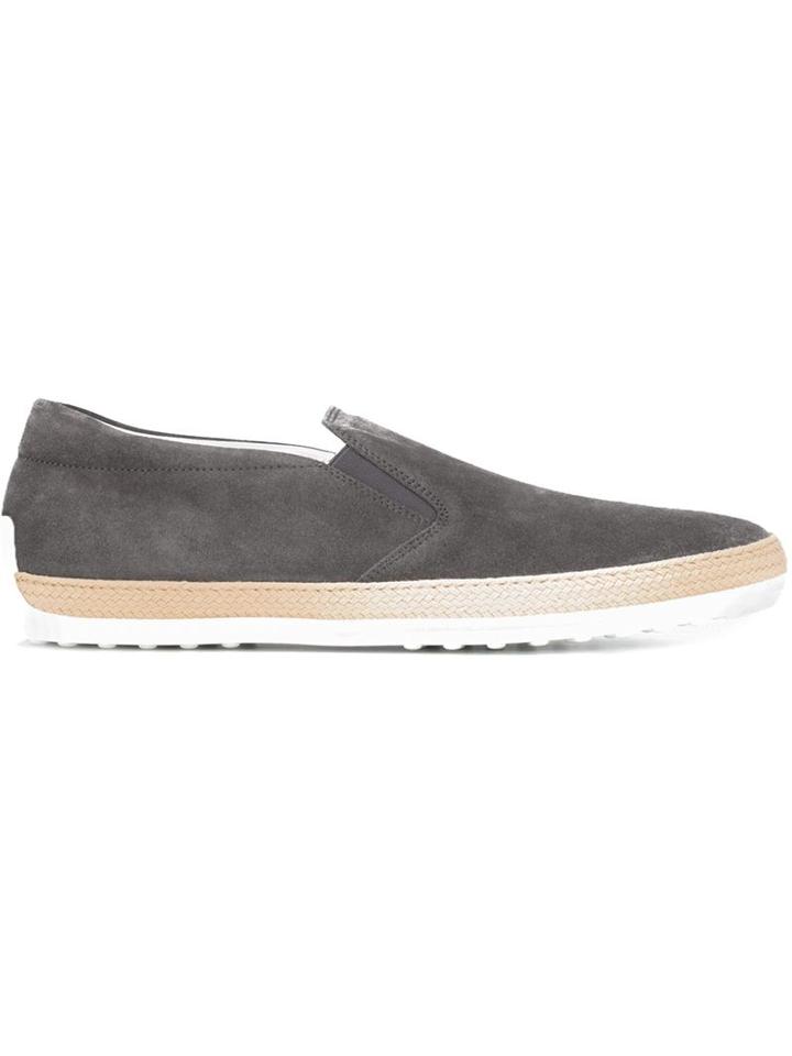 Tod S Classic Slip-on Sneakers, Men's, Size: 9.5, Blue, Leather/suede/rubber