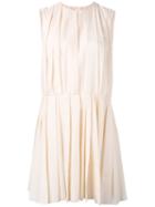Marni - Pleated Fit And Flare Dress - Women - Cotton - 40, Nude/neutrals, Cotton