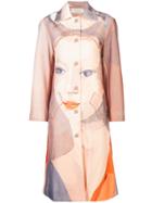Nina Ricci Printed Single Breasted Coat - Pink & Purple