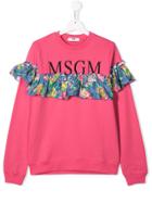 Msgm Kids Logo Frill-trim Sweatshirt - Pink
