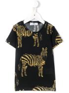Young Versace Zebra Print T-shirt, Girl's, Size: 10 Yrs, Black