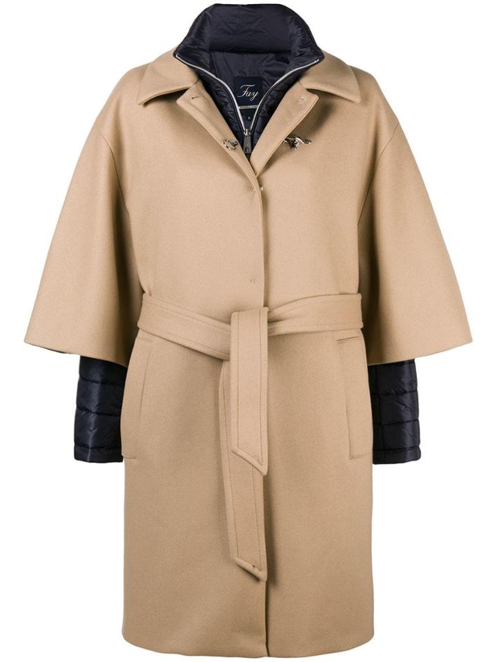 Fay Layered Belted Coat - Nude & Neutrals