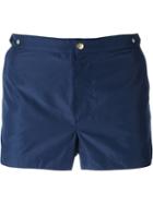 Eleventy Front Button Swim Shorts, Men's, Size: Xxl, Blue, Polyester