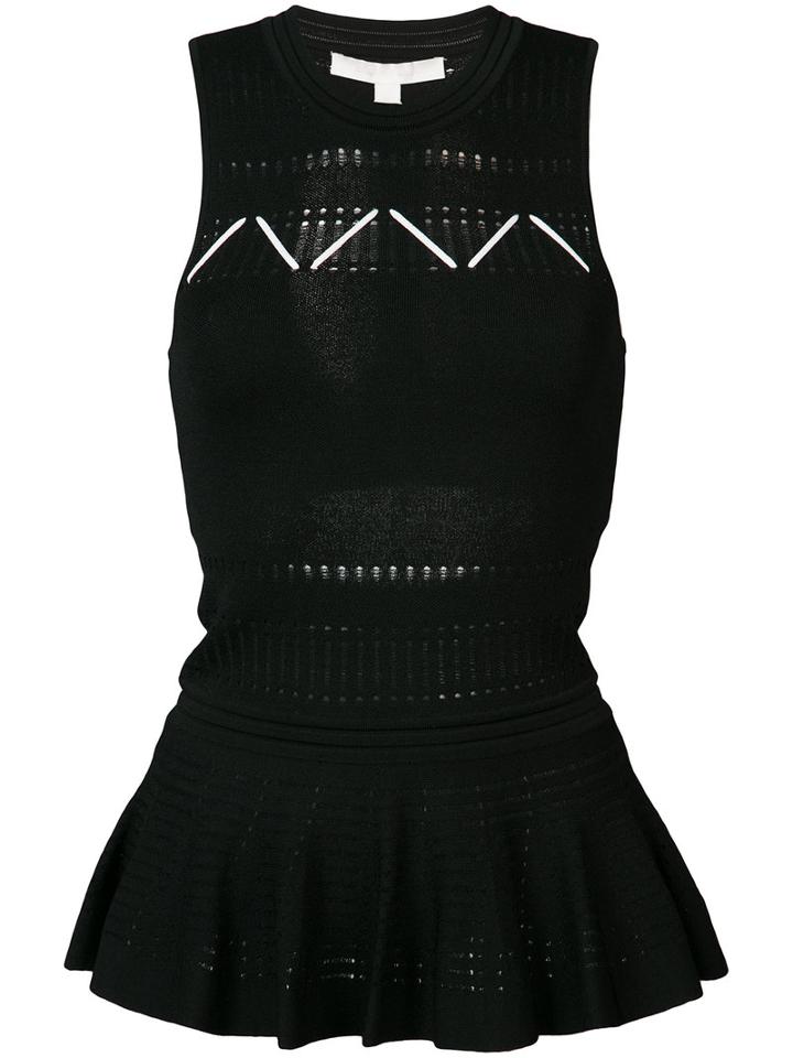 Jonathan Simkhai Laced Peplum Tank Top, Women's, Size: Medium, Black, Rayon
