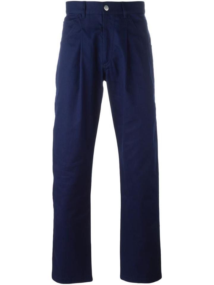 Gosha Rubchinskiy Straight Leg Trousers, Men's, Size: Medium, Blue, Cotton