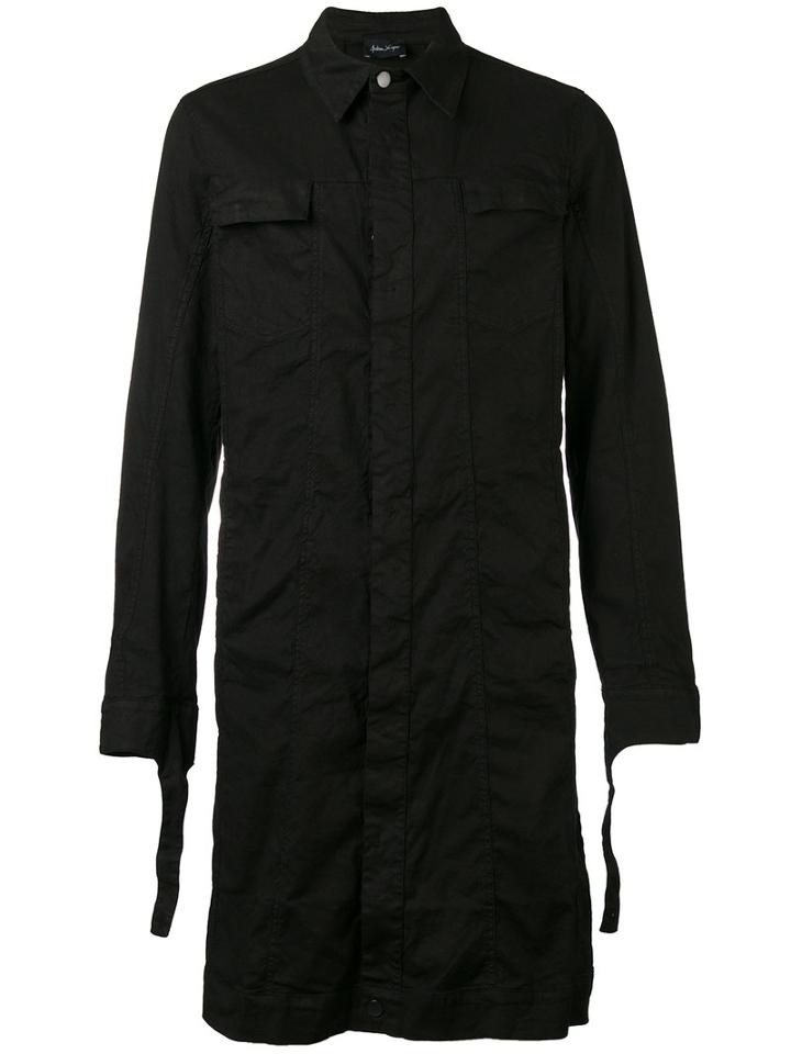 Single Breasted Coat - Men - Cotton/linen/flax/spandex/elastane - S, Black, Cotton/linen/flax/spandex/elastane, Andrea Ya'aqov
