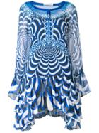 Mary Katrantzou - Ruffled Semi-sheer Asymmetric Dress - Women - Silk - 10, Blue, Silk