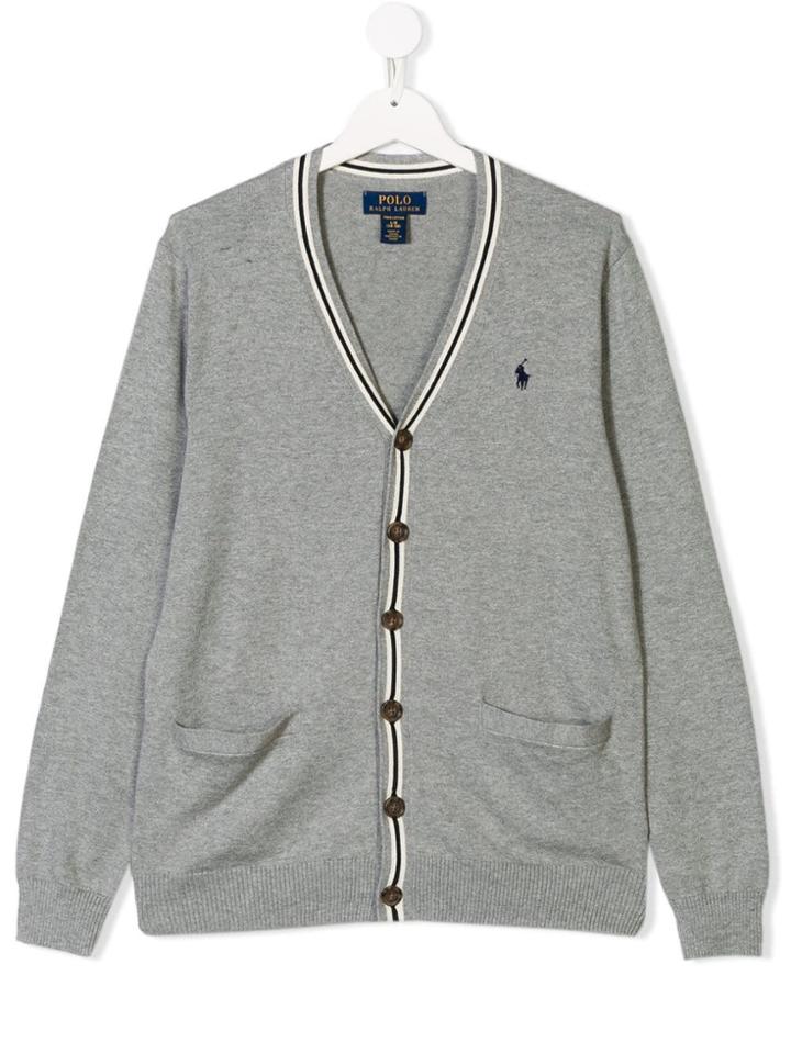 Ralph Lauren Kids Teen Embroidered Logo Cardigan - Grey