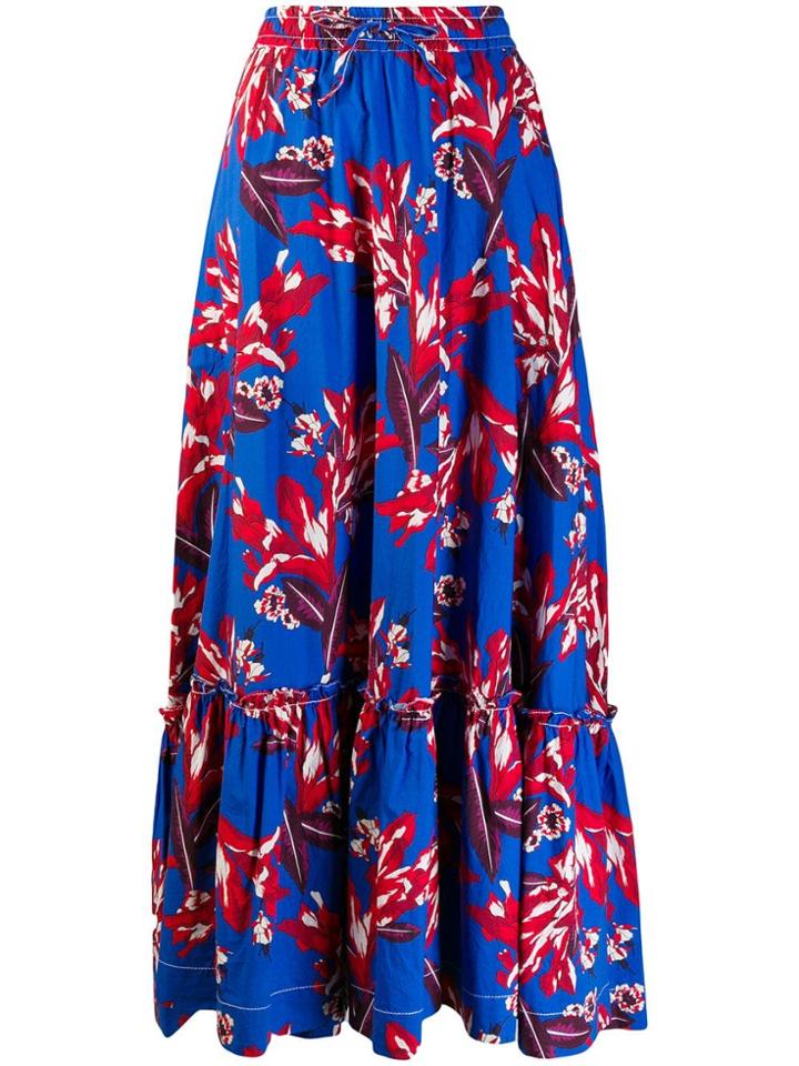 P.a.r.o.s.h. Floral Maxi Skirt - Blue