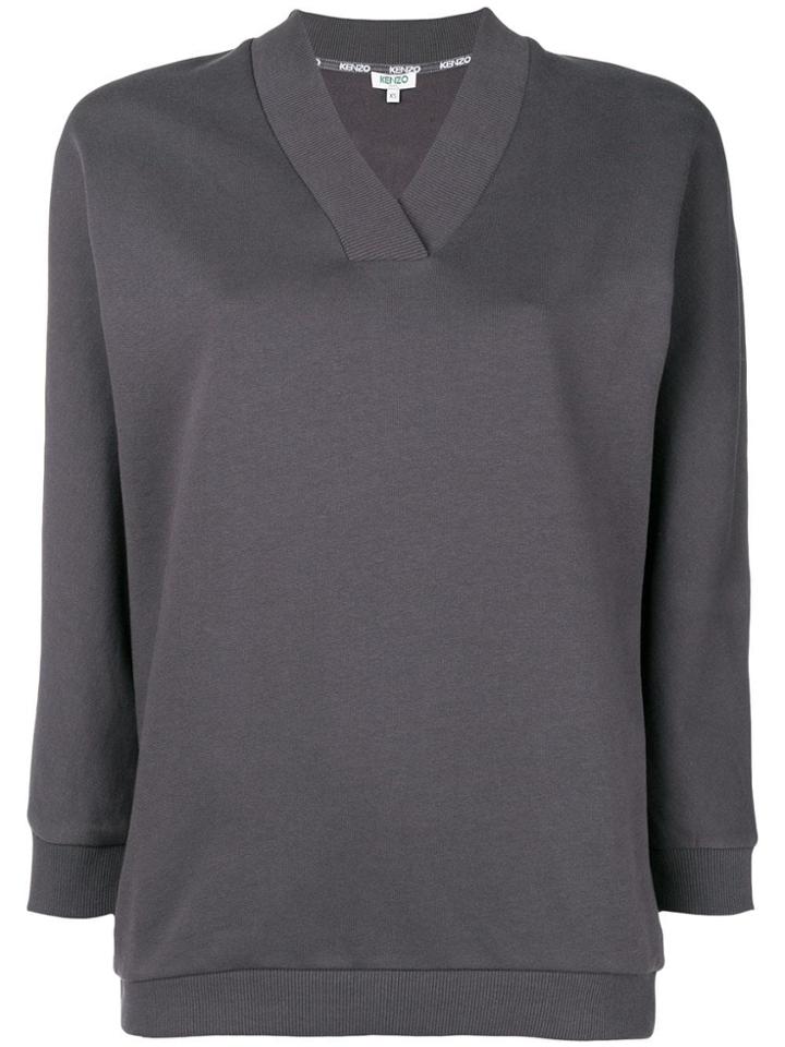 Kenzo Branded V-neck Sweatshirt - Grey