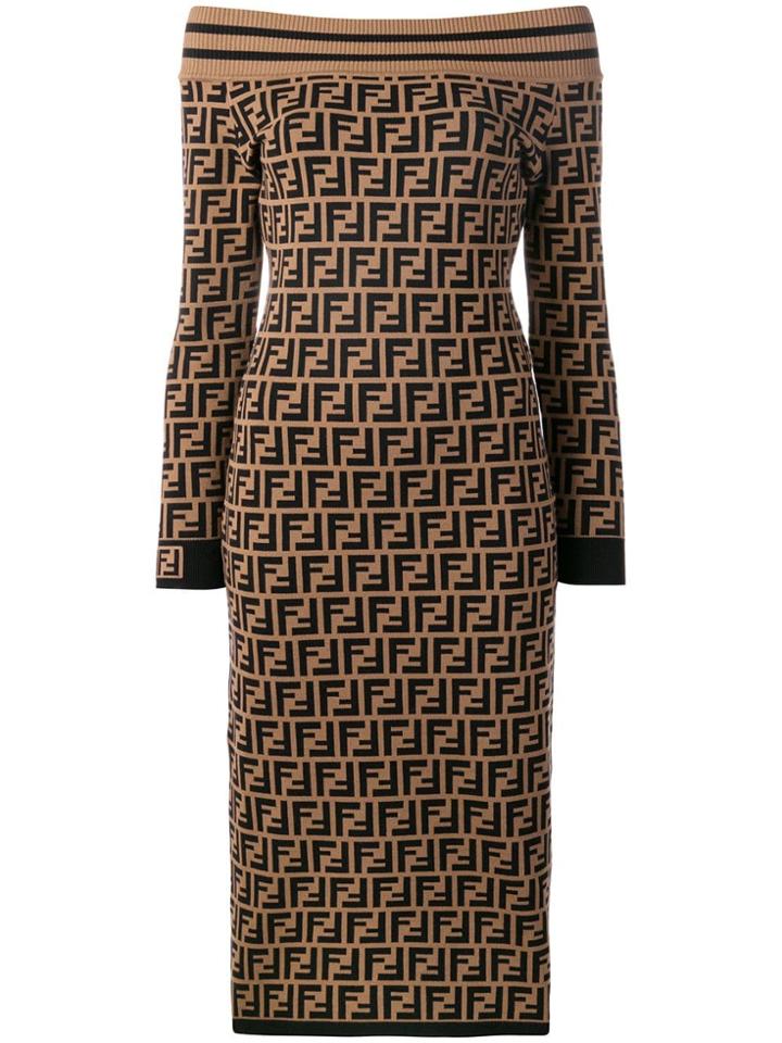 Fendi All-over Logo Dress - Brown