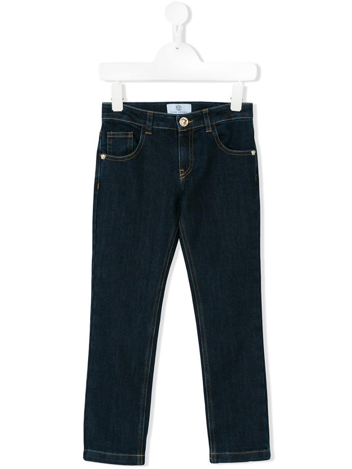 Young Versace - Logo Stamp Jeans - Kids - Cotton/polyester - 12 Yrs, Blue