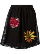Boutique Moschino Floral Embroidered Mesh Skirt