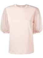 Red Valentino Point D'esprit Puff Sleeve T-shirt - Neutrals