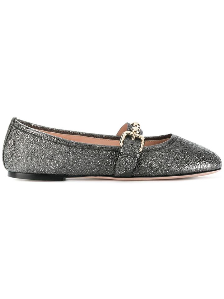 Red Valentino Buckled Glitter Ballerinas - Grey