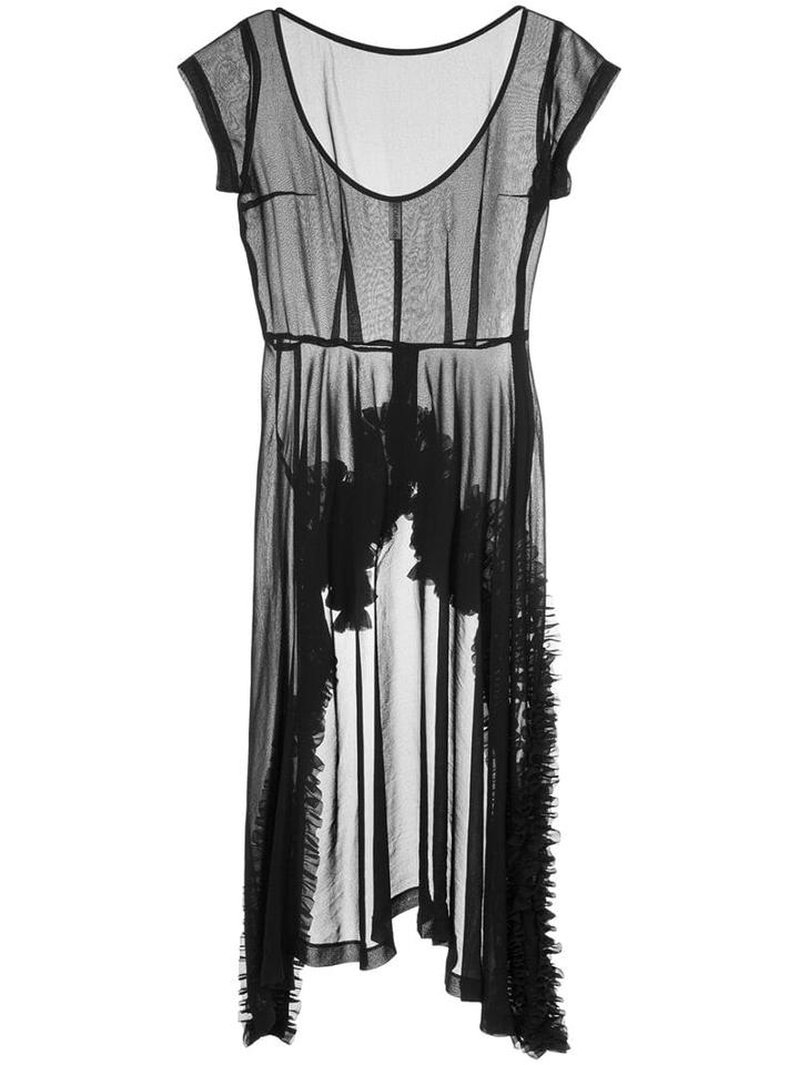 Comme Des Garçons Pre-owned Ruffle Trim Sheer Dress - Black
