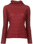 Issey Miyake Pre-owned Pleats Please Striped Roll Neck Top - Red