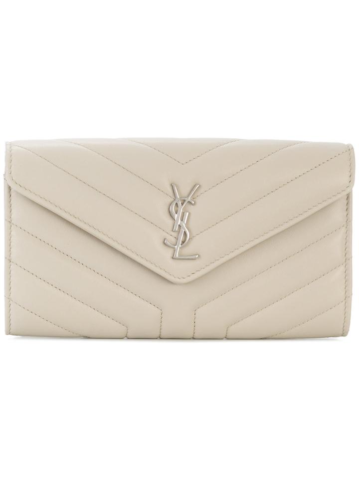 Saint Laurent Loulou Flap Wallet - Nude & Neutrals
