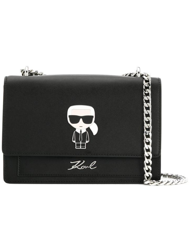 Karl Lagerfeld K/ikonik Metal Lock Shoulder Bag - Black