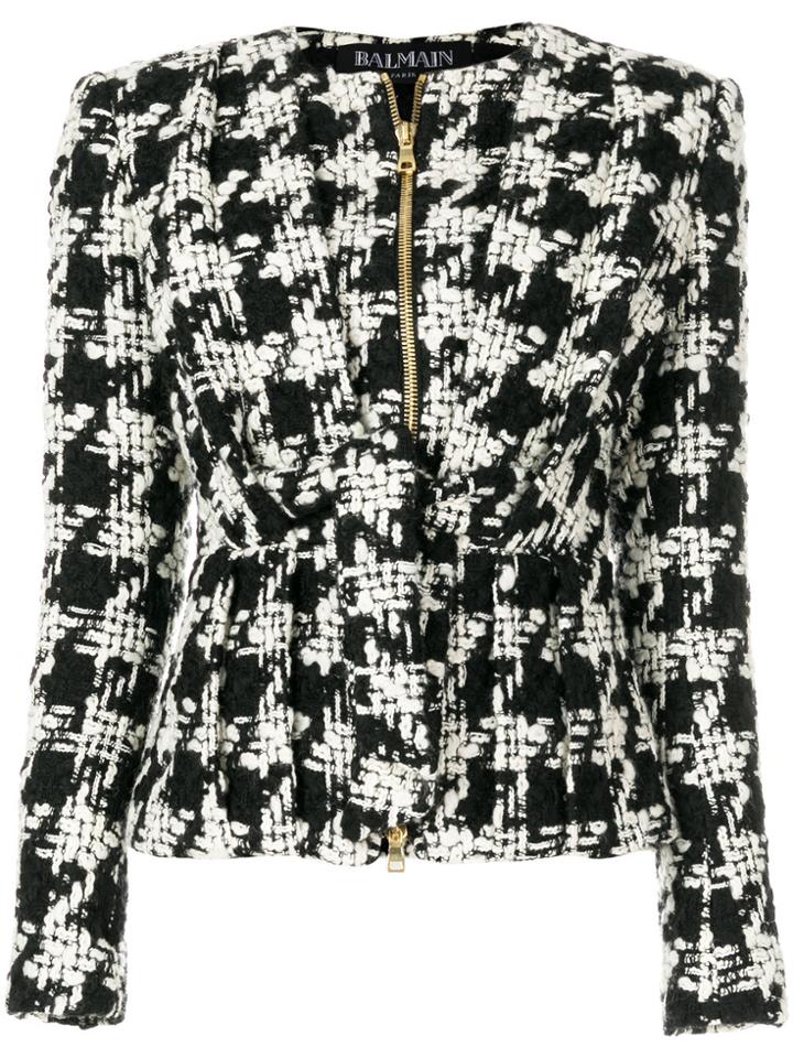 Balmain Houndstooth Blazer - Black