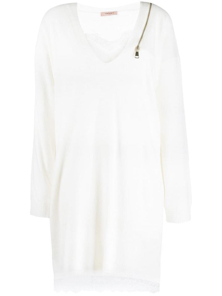 Twin-set Long-sleeve Flared Dress - White