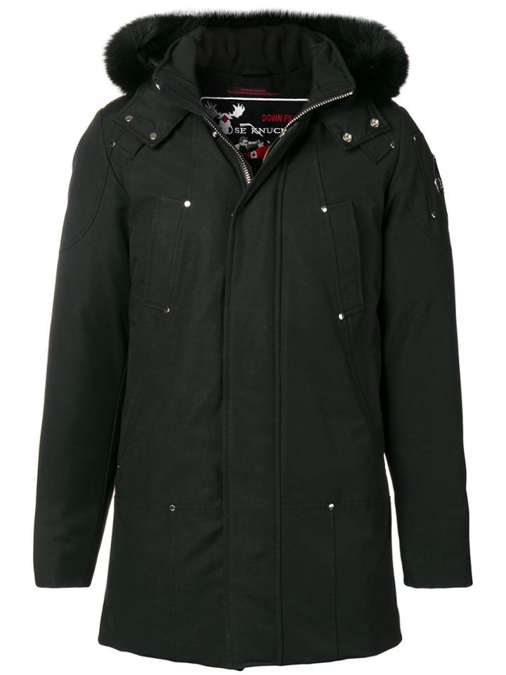 Moose Knuckles Fox Fur Hooded Coat - Black