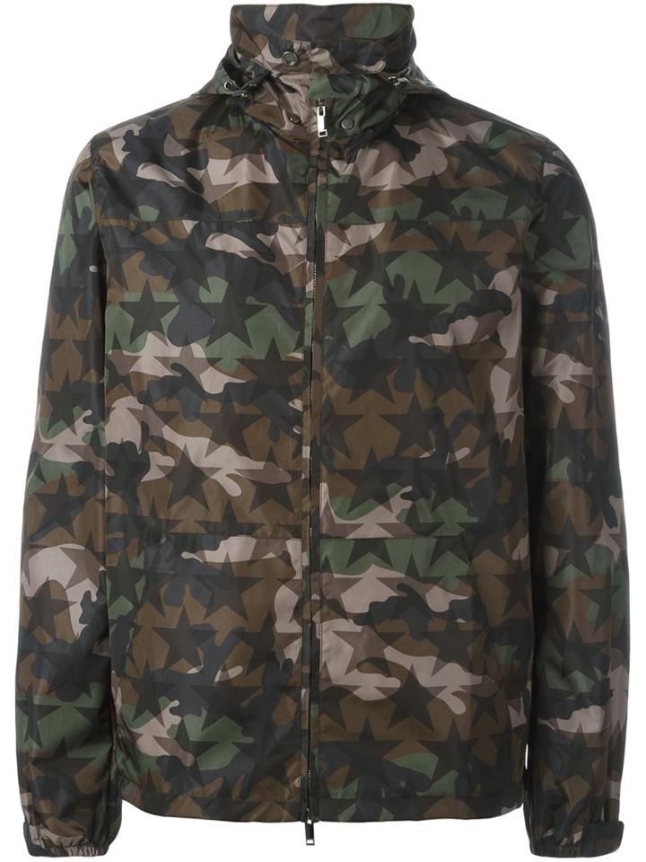 Valentino 'camustars' Windbreaker Jacket, Men's, Size: 48, Green, Polyamide/polyester