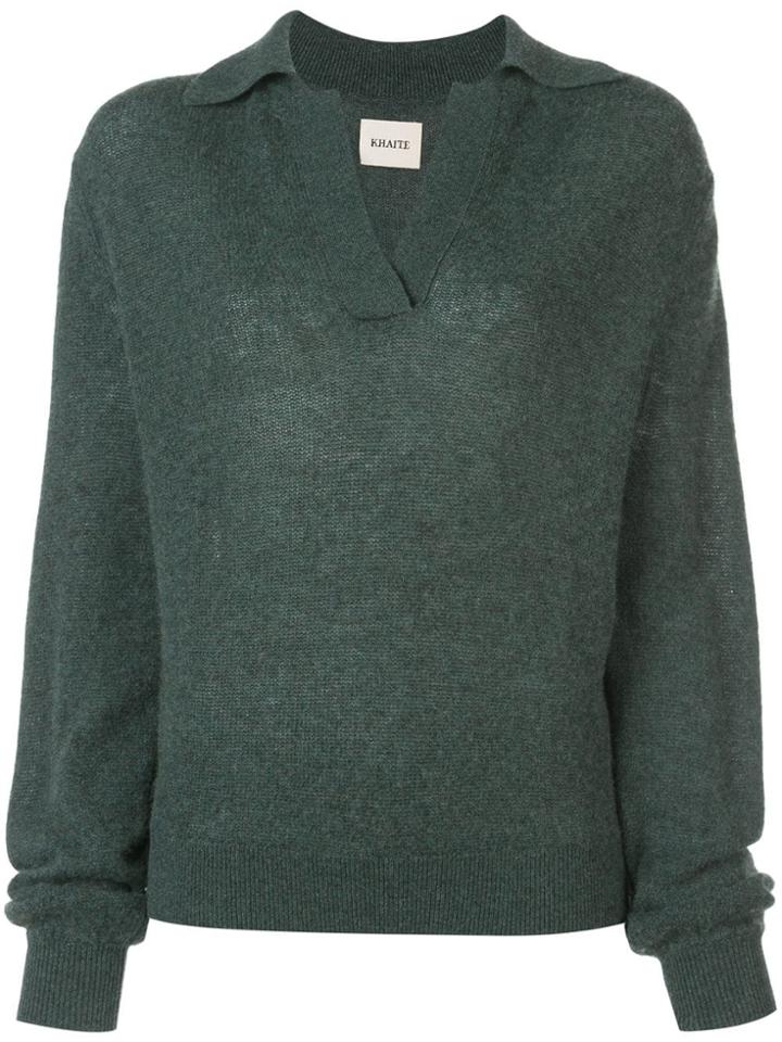 Khaite V Neck Jumper - Green