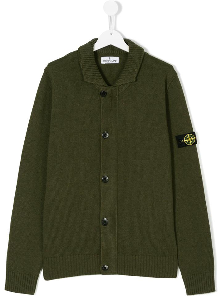 Stone Island Junior Buttoned Cardigan - Green