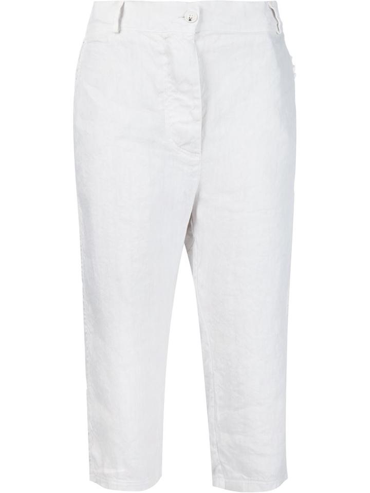 Kristensen Du Nord Cropped Trousers, Women's, Size: 4, White, Linen/flax/cupro