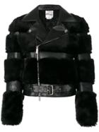 Comme Des Garçons Noir Kei Ninomiya Faux Fur Trim Jacket - Black