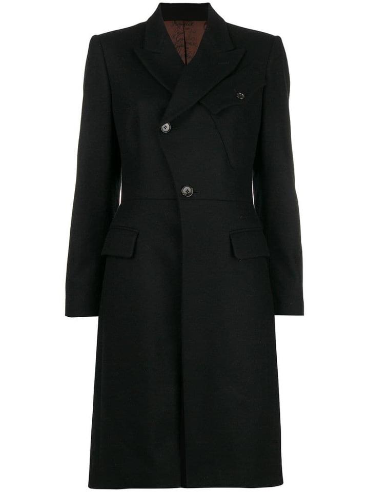Jean Paul Gaultier Pre-owned Diagonal Buttoned Midi Coat - Black