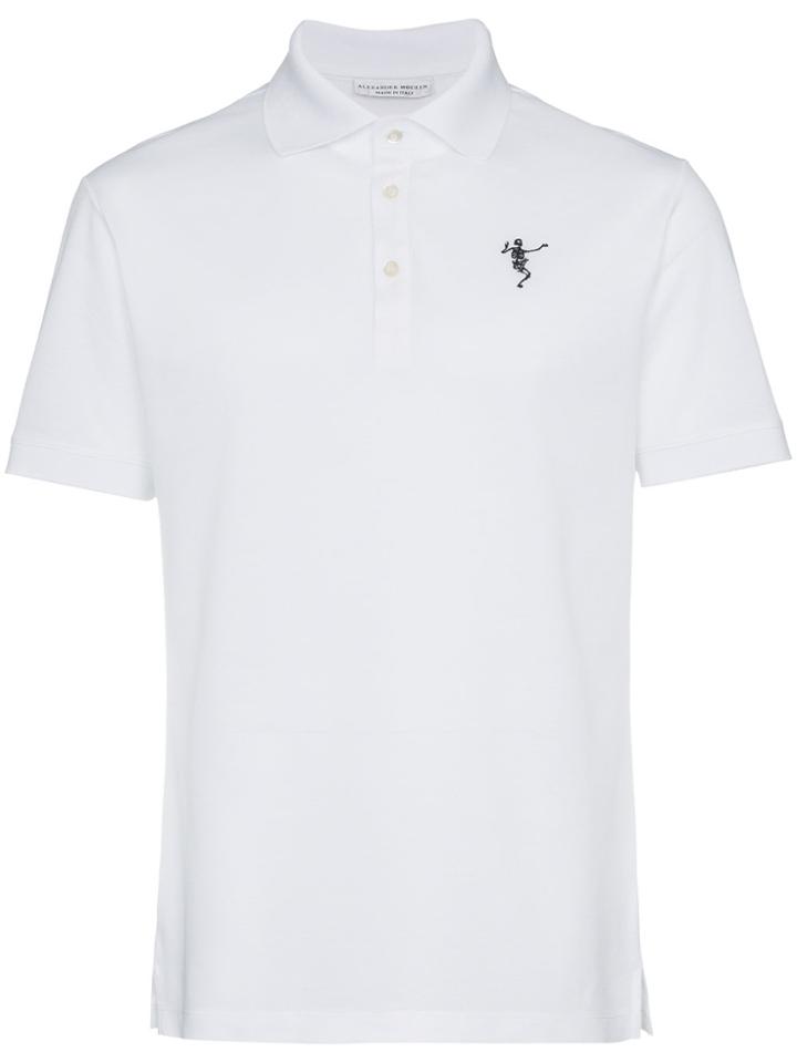 Alexander Mcqueen Dancing Skeleton Motif Polo Shirt - White