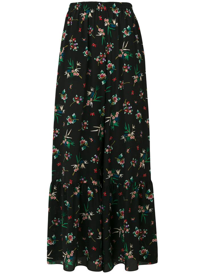 Red Valentino - Floral Print Palazzo Pants - Women - Silk/polyester/acetate - 40, Black, Silk/polyester/acetate