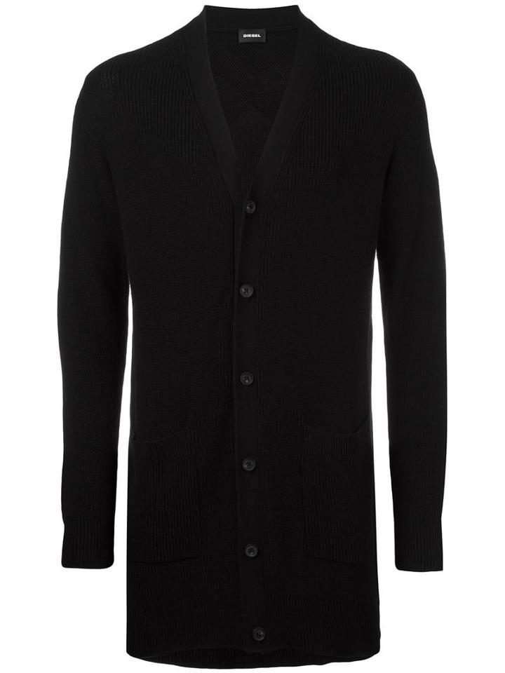 Diesel Button Up Cardigan, Men's, Size: Small, Black, Viscose/nylon/wool