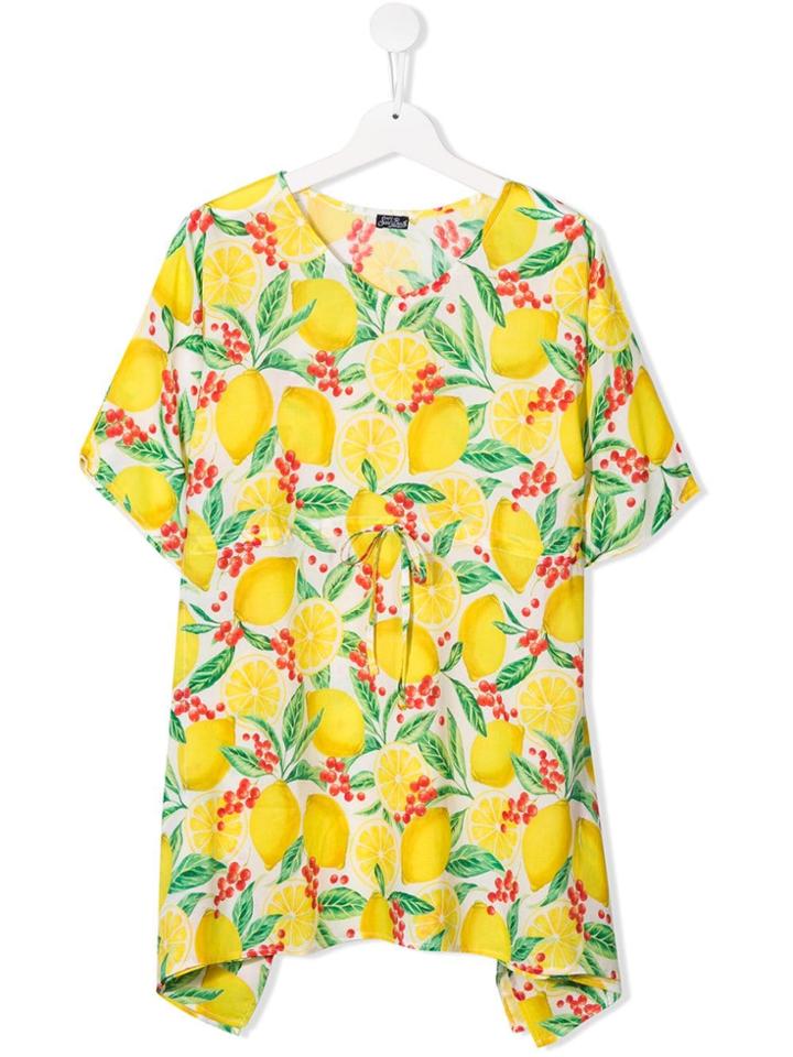 Mc2 Saint Barth Kids Teen Lemon Print Dress - Yellow