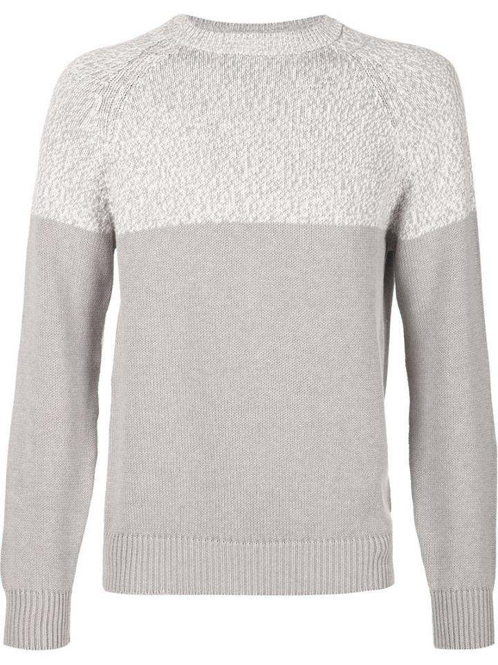 Brunello Cucinelli Colour Block Sweater, Men's, Size: 50, Grey, Cotton