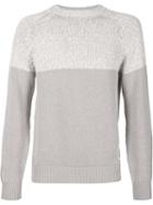 Brunello Cucinelli Colour Block Sweater, Men's, Size: 50, Grey, Cotton