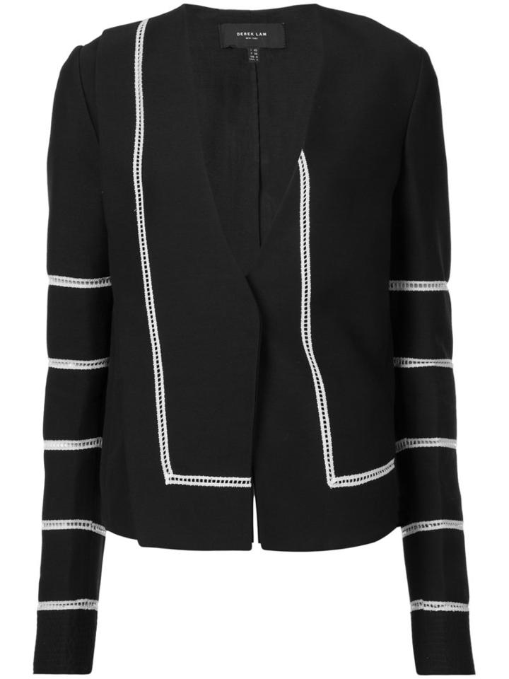 Derek Lam - Contrasting Piping Fitted Jacket - Women - Viscose - 44, Black, Viscose