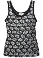 Jean Paul Gaultier Semi Sheer Flower Appliqué Top, Women's, Size: 40, Black, Silk/spandex/elastane