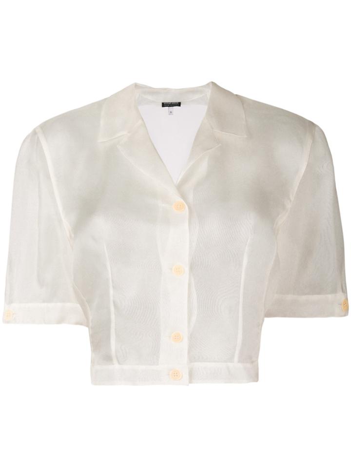 Giorgio Armani Vintage Buttoned Cropped Shirt - White
