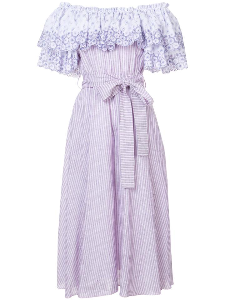 Gül Hürgel Off-shoulder Long Dress - Pink & Purple
