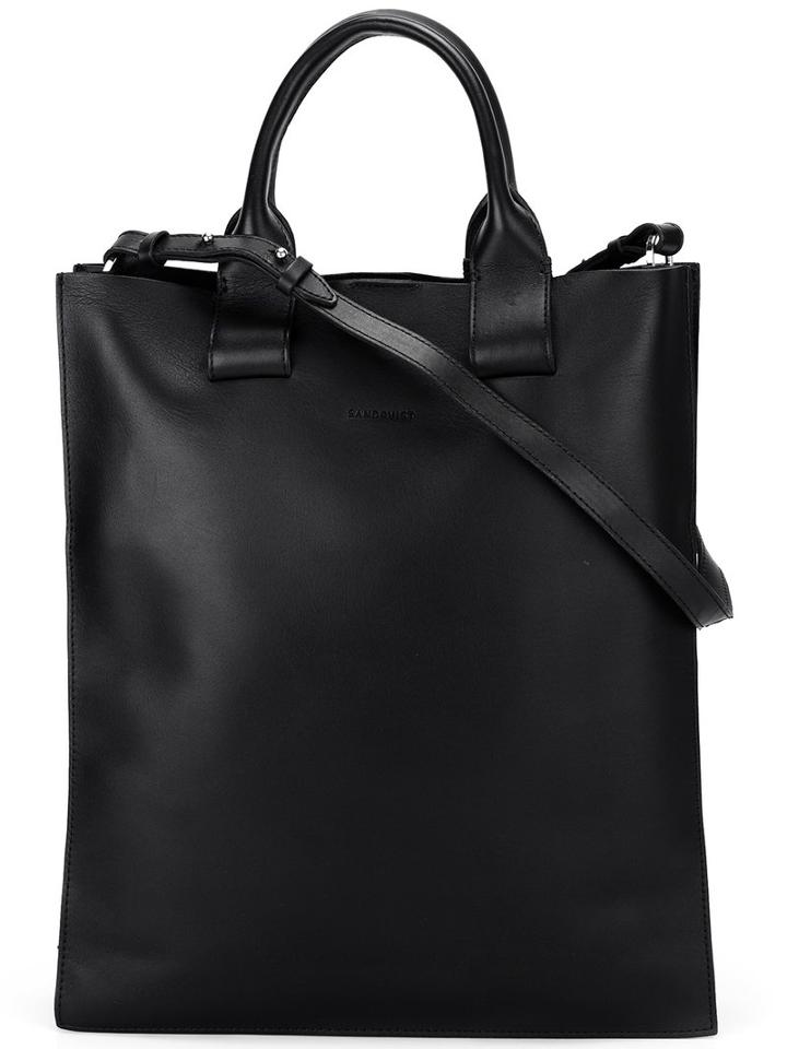 Sandqvist - Kajsa Tote Bag - Unisex - Cotton/leather - One Size, Black, Cotton/leather