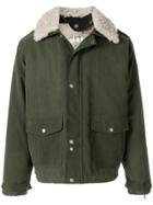 Saint Laurent Lamb Fur Trim Military Parka - Green