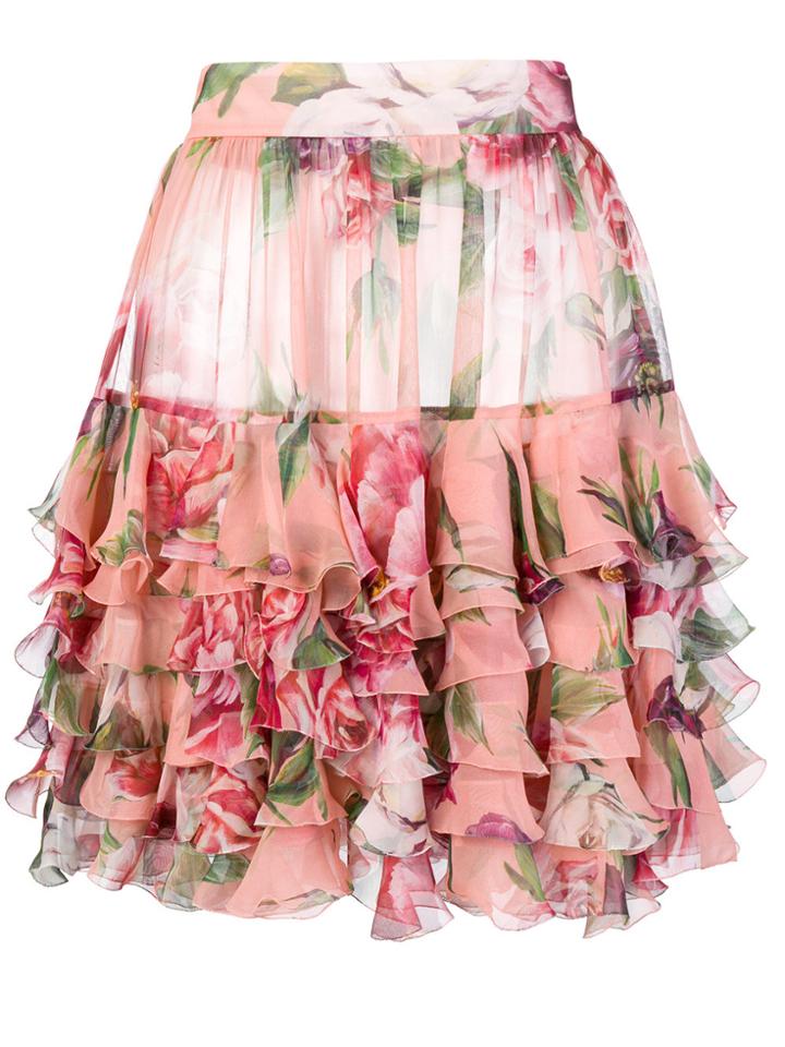 Dolce & Gabbana Peony-print Skirt - Pink & Purple